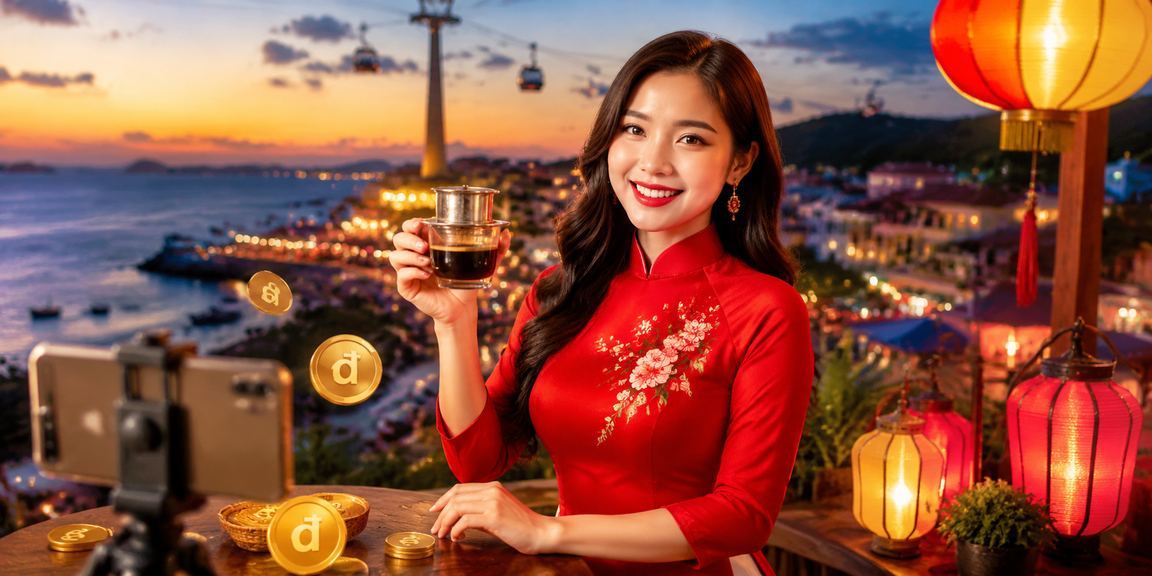Người dùng mặc áo dài đọc thống kê cá cược trên điện thoại tại Phú Quốc