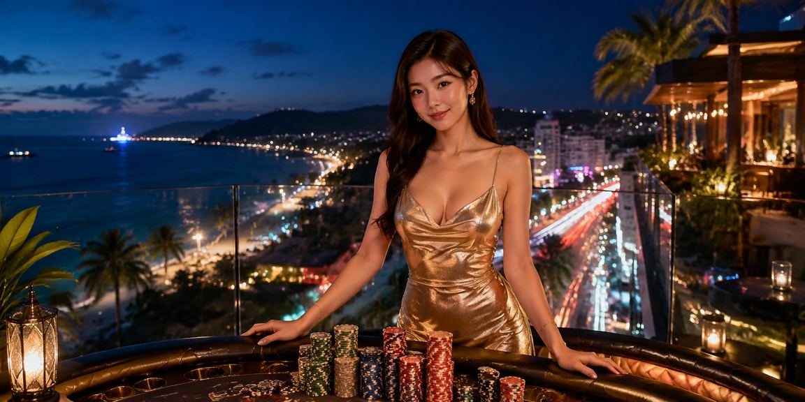 Không gian giải trí về đêm tại Phú Quốc với màn hình hiển thị thống kê cá cược